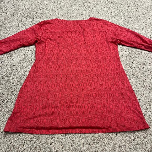 Toad & Co Ursa Tunic 3/4 Sleeve Organic Cotton Blend Sz M Pink Floral Pockets - Picture 2 of 9